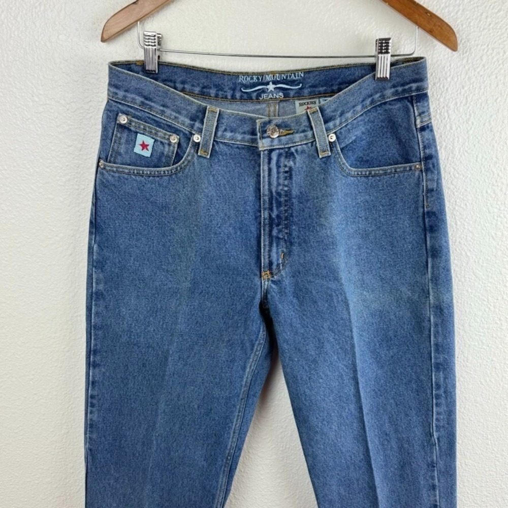 Rocky Mountain Rockies Relaxed Jeans Womens 11R Blue Denim Starched VTG - Picture 2 of 9